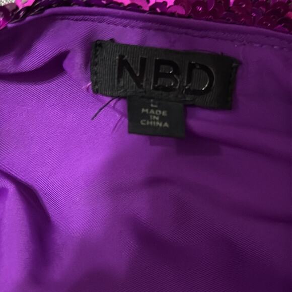 NBD Sequin Mini Dress Purple One Shoulder Mini - Picture 4 of 6